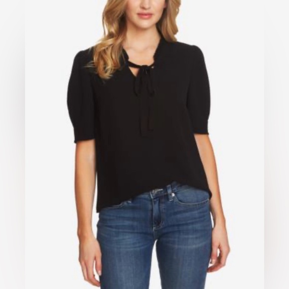 Anne Klein Tops - NWT Anne Klein Black Tie-Front Blouse